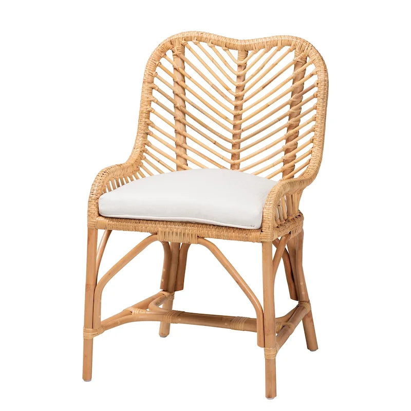 Chaise de salle à manger Arween en rotin naturel de style bohème moderne