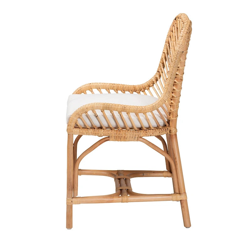 Chaise de salle à manger Arween en rotin naturel de style bohème moderne