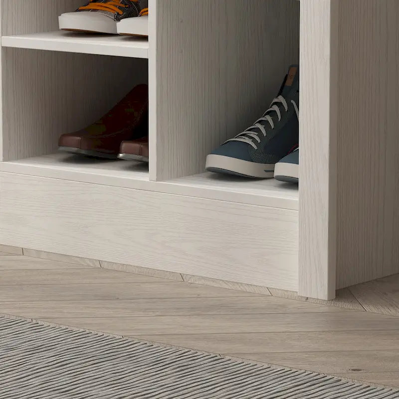 Meuble d'entrée avec patères, banc de rangement à chaussures en bois blanc