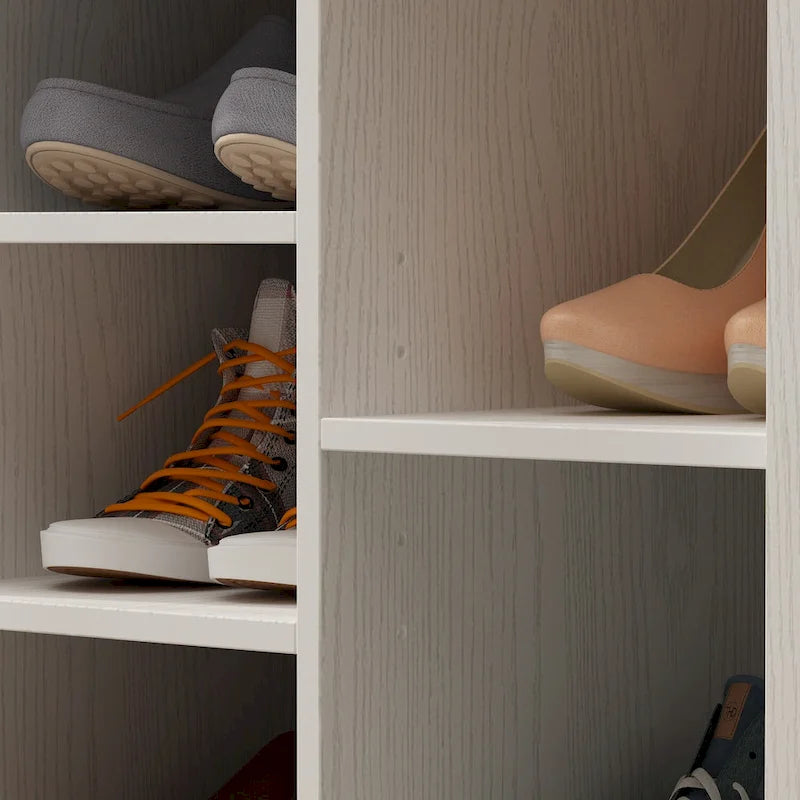 Meuble d'entrée avec patères, banc de rangement à chaussures en bois blanc