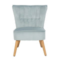 Fauteuil d'appoint capitonné en velours du milieu du siècle avec pieds en bois naturel