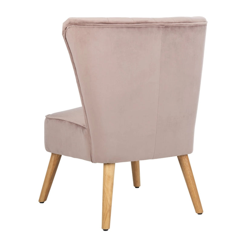 Fauteuil d'appoint capitonné en velours du milieu du siècle avec pieds en bois naturel