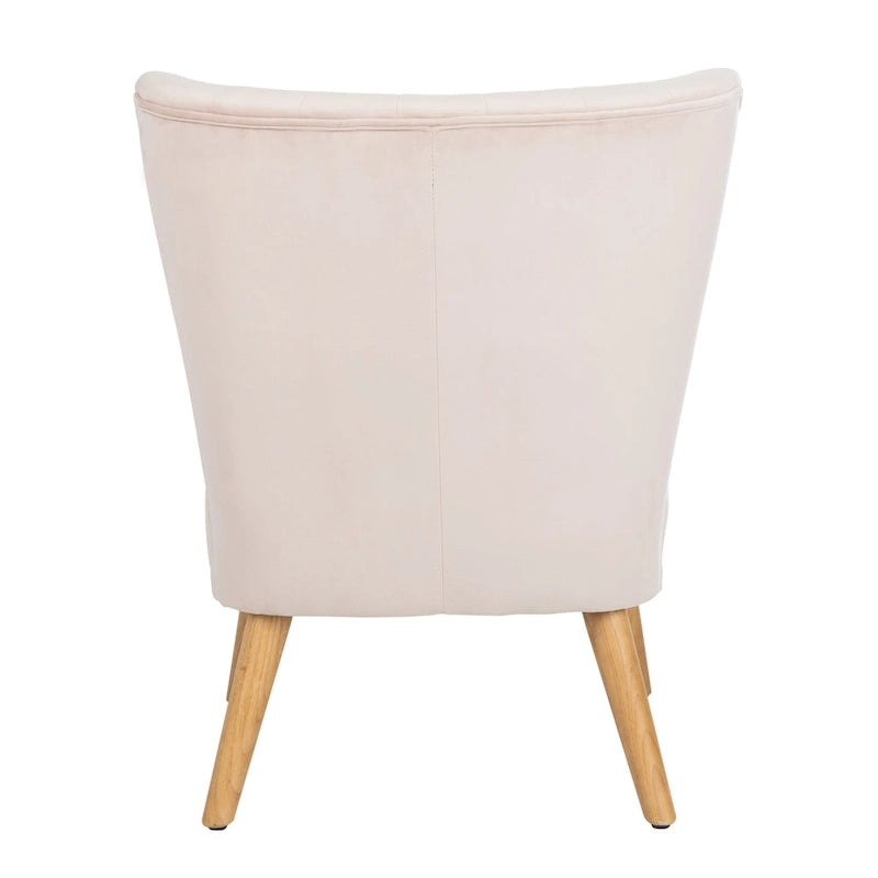 Fauteuil d'appoint capitonné en velours du milieu du siècle avec pieds en bois naturel