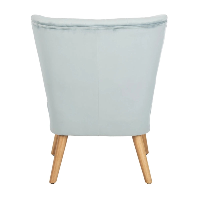 Fauteuil d'appoint capitonné en velours du milieu du siècle avec pieds en bois naturel