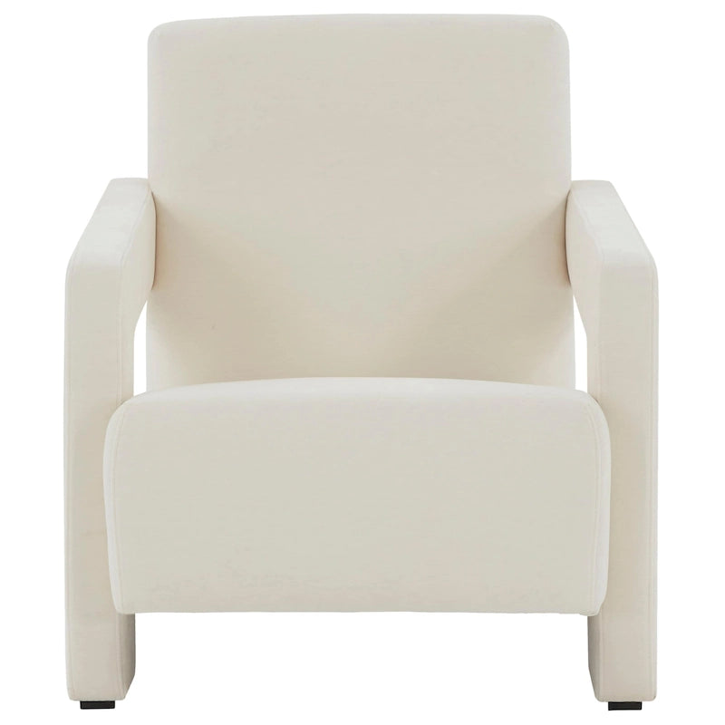 Fauteuil d'appoint moderne en velours avec dossier incliné et profil bas