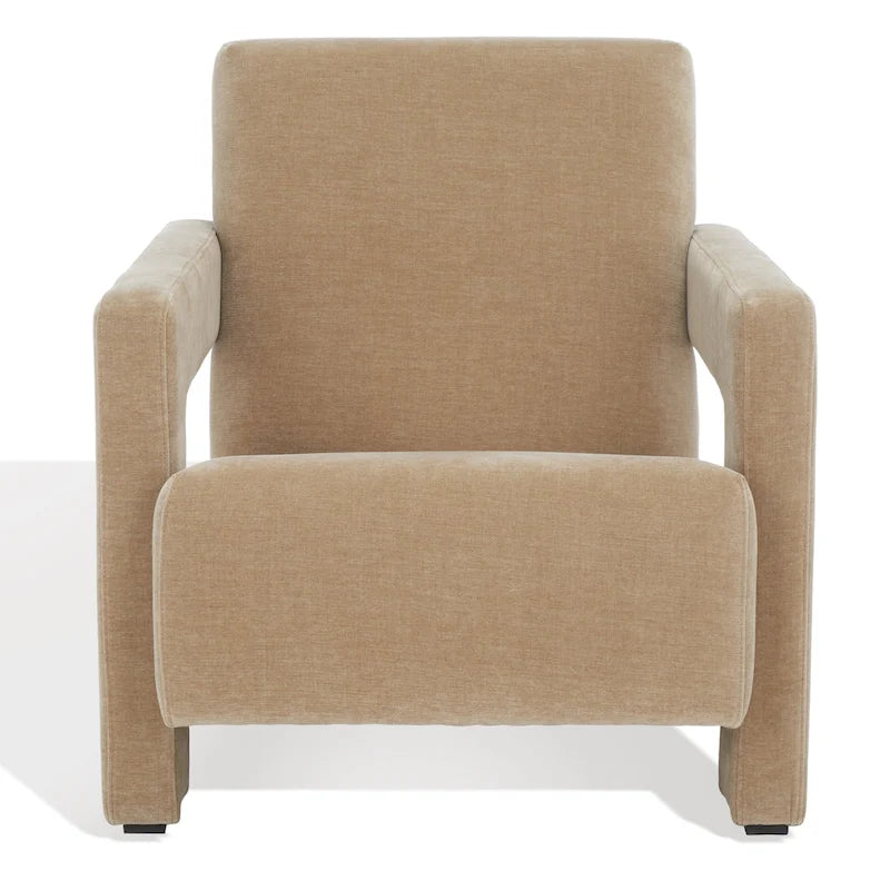 Fauteuil d'appoint moderne en velours avec dossier incliné et profil bas