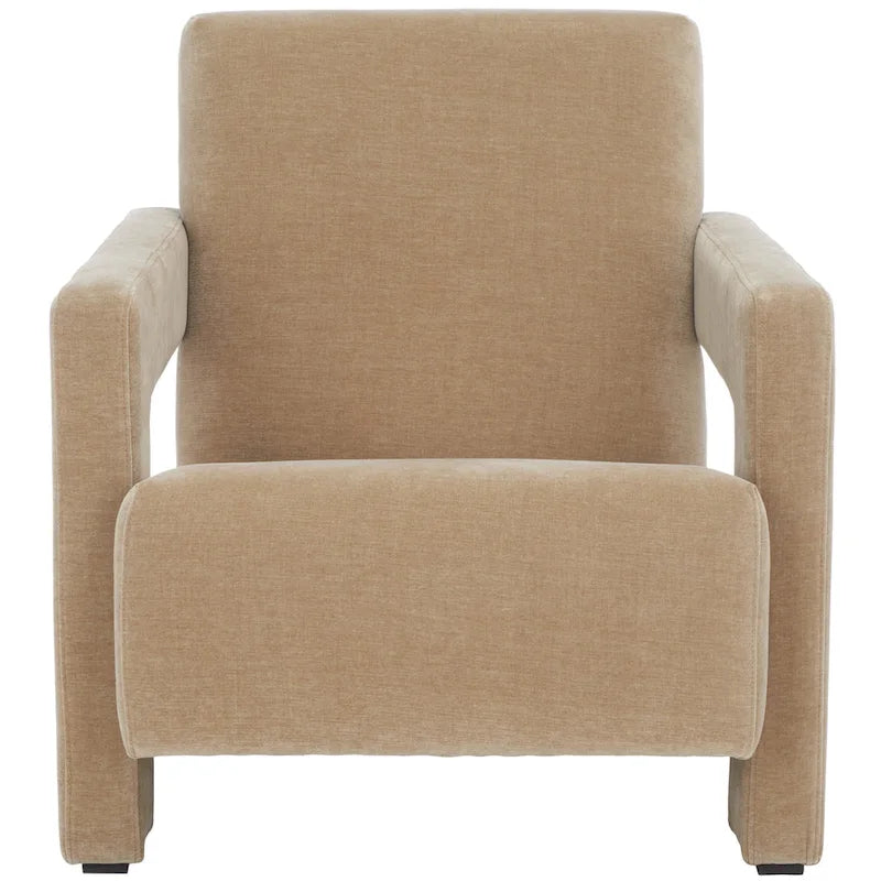Fauteuil d'appoint moderne en velours avec dossier incliné et profil bas