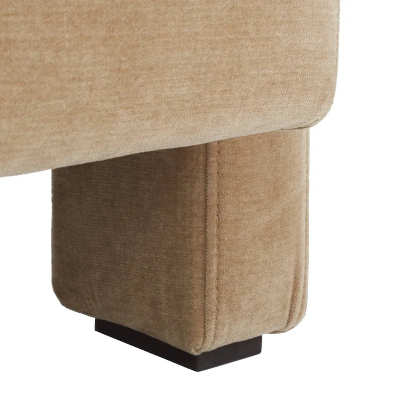Fauteuil d'appoint moderne en velours avec dossier incliné et profil bas
