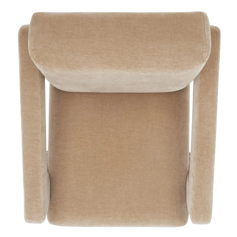 Fauteuil d'appoint moderne en velours avec dossier incliné et profil bas