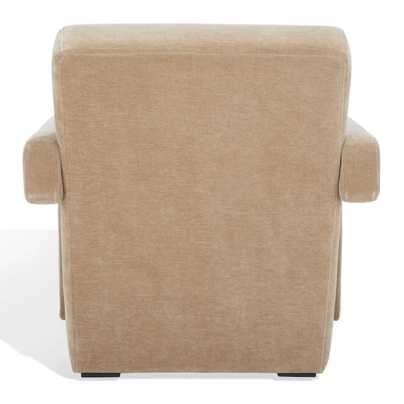 Fauteuil d'appoint moderne en velours avec dossier incliné et profil bas