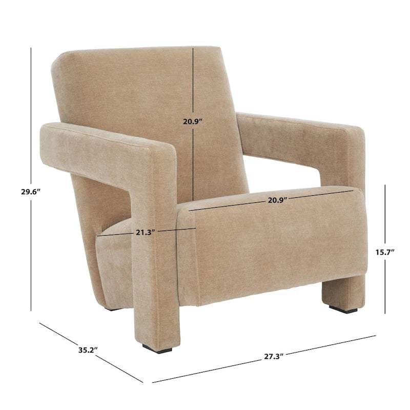 Fauteuil d'appoint moderne en velours avec dossier incliné et profil bas