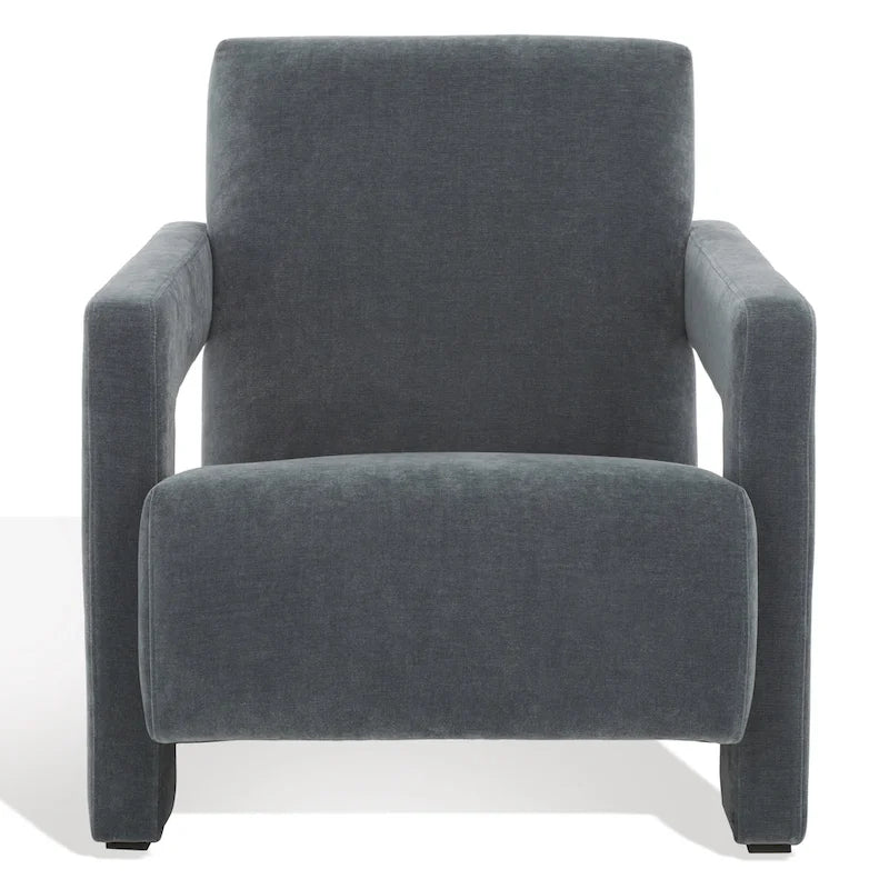 Fauteuil d'appoint moderne en velours avec dossier incliné et profil bas