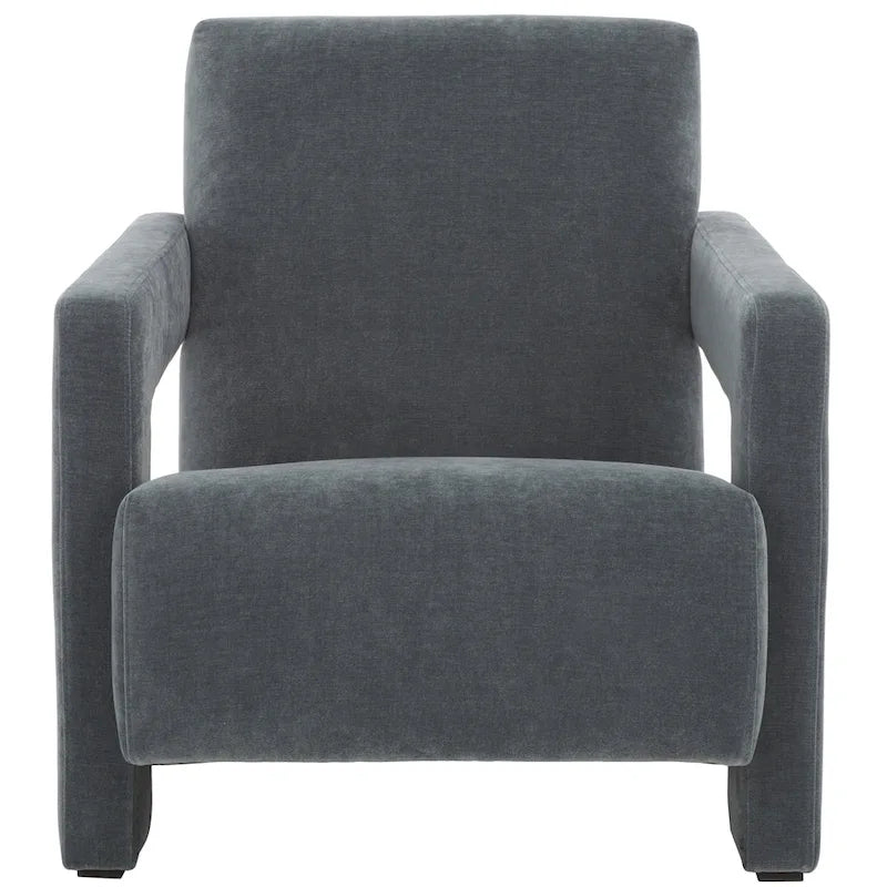 Fauteuil d'appoint moderne en velours avec dossier incliné et profil bas
