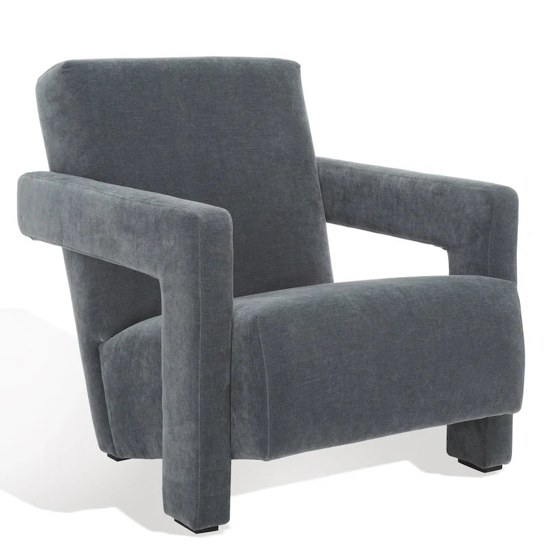Fauteuil d'appoint moderne en velours avec dossier incliné et profil bas