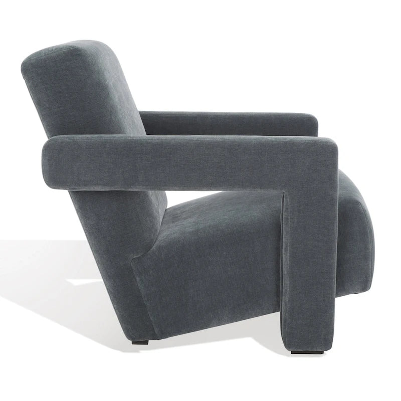Fauteuil d'appoint moderne en velours avec dossier incliné et profil bas