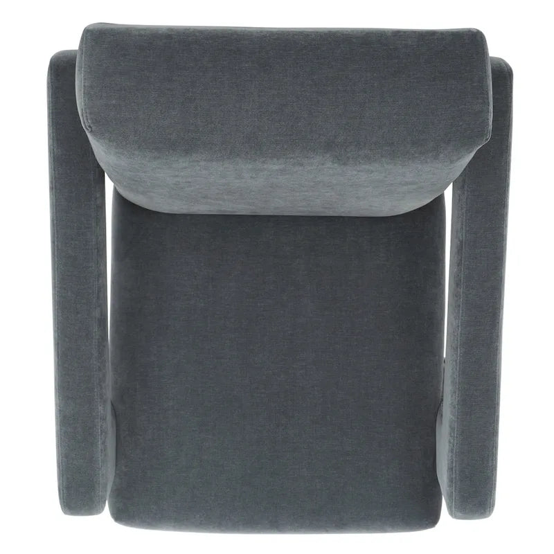 Fauteuil d'appoint moderne en velours avec dossier incliné et profil bas