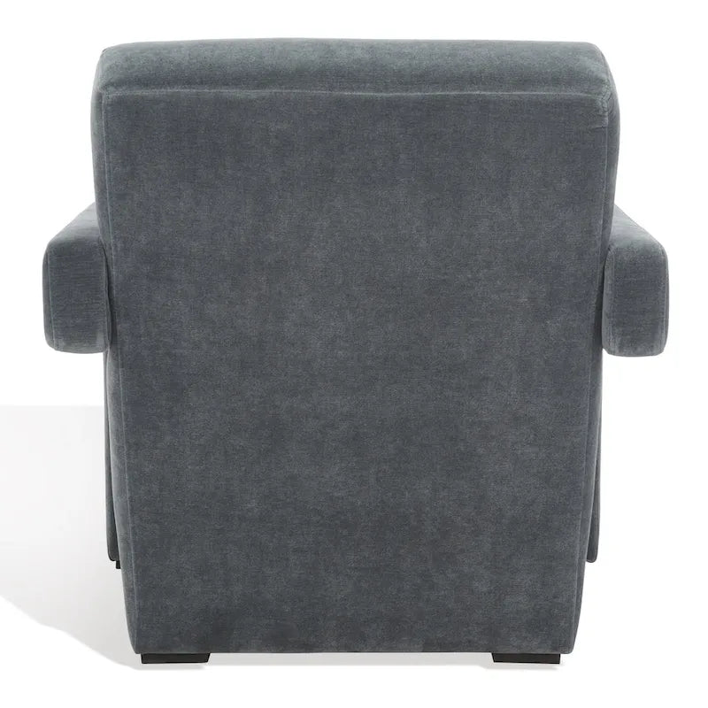 Fauteuil d'appoint moderne en velours avec dossier incliné et profil bas