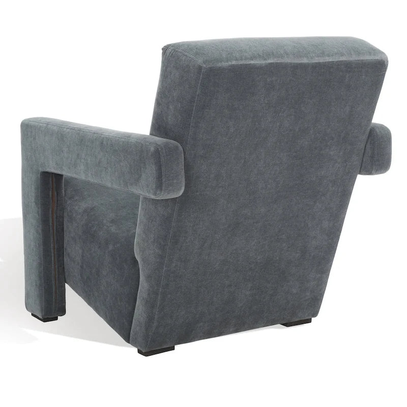 Fauteuil d'appoint moderne en velours avec dossier incliné et profil bas