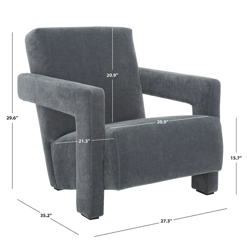 Fauteuil d'appoint moderne en velours avec dossier incliné et profil bas