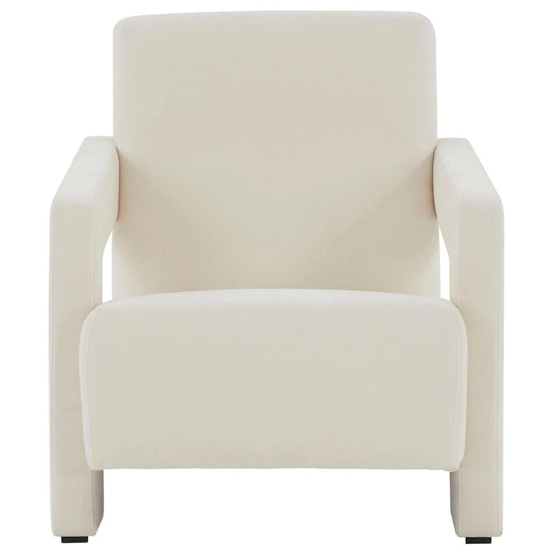 Fauteuil d'appoint moderne en velours avec dossier incliné et profil bas