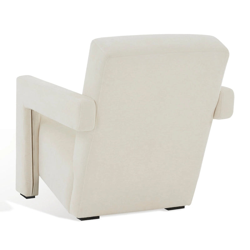 Fauteuil d'appoint moderne en velours avec dossier incliné et profil bas