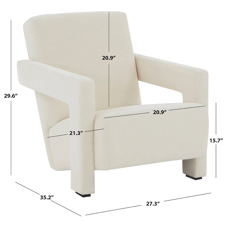 Fauteuil d'appoint moderne en velours avec dossier incliné et profil bas