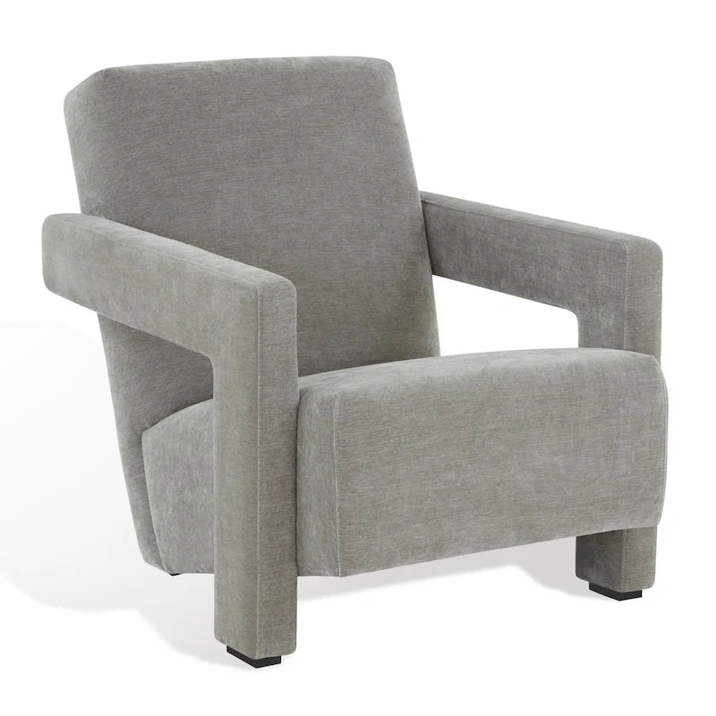 Fauteuil d'appoint moderne en velours avec dossier incliné et profil bas