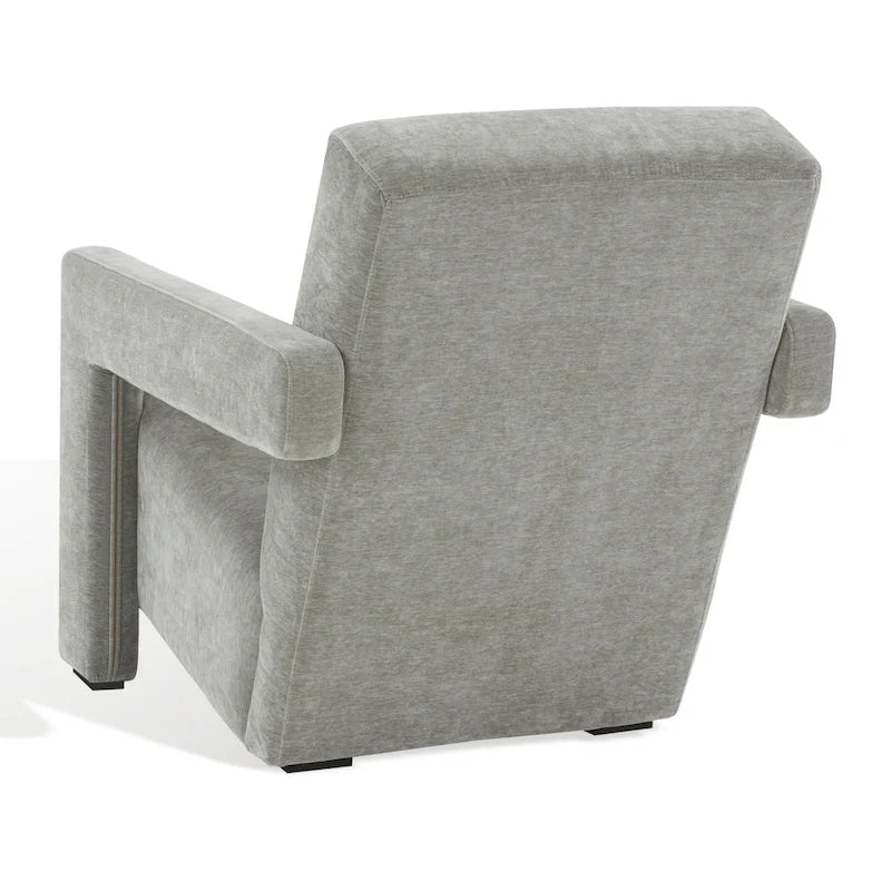 Fauteuil d'appoint moderne en velours avec dossier incliné et profil bas