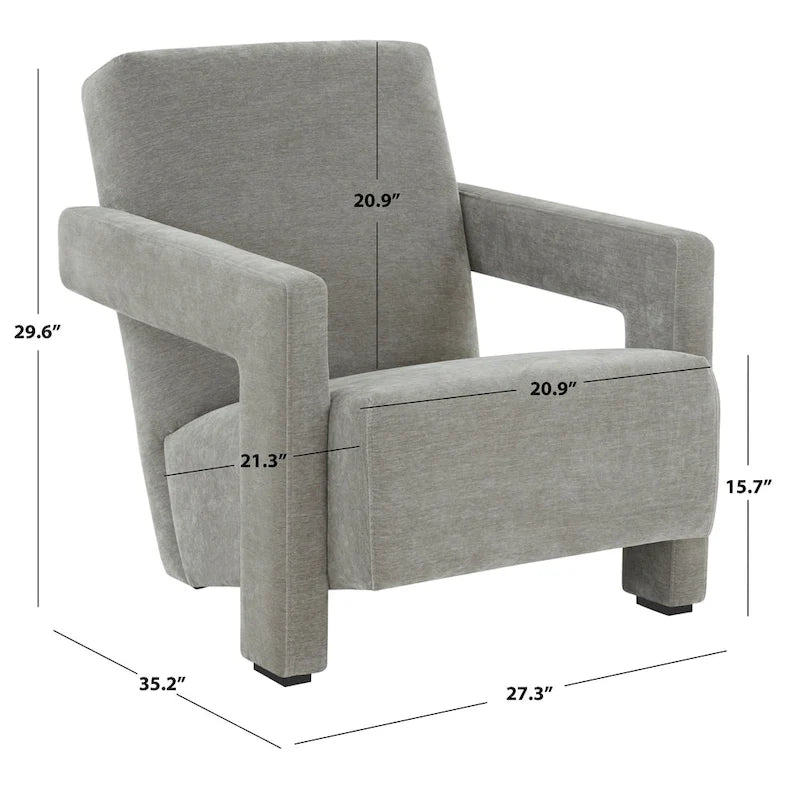 Fauteuil d'appoint moderne en velours avec dossier incliné et profil bas