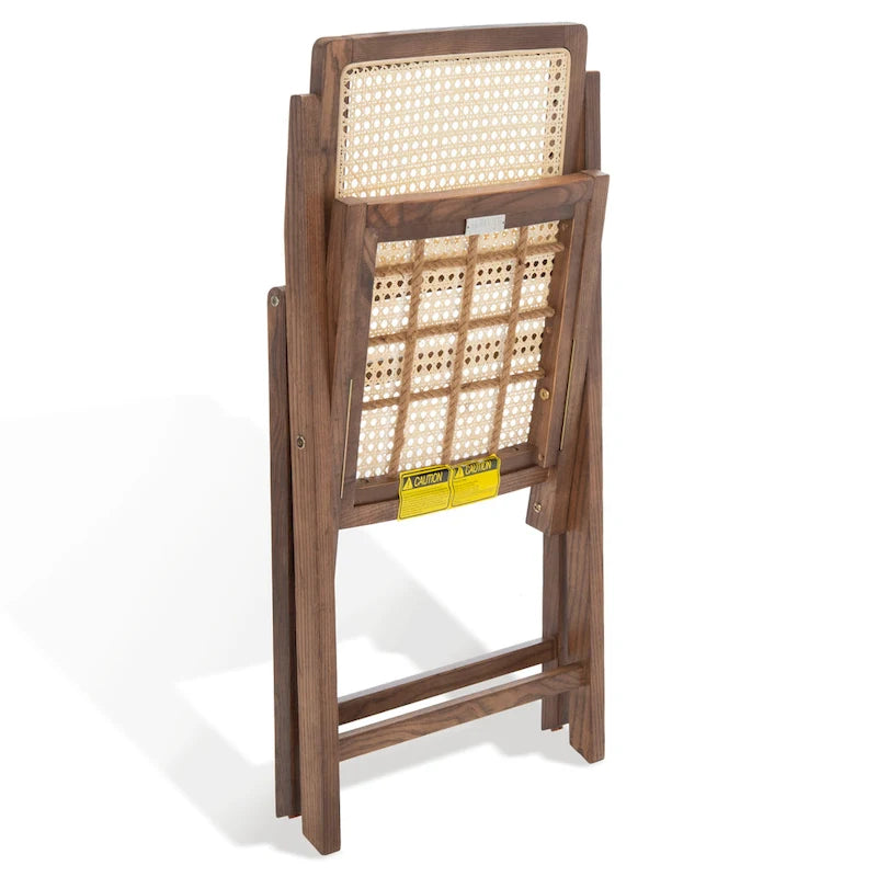 Chaise de salle à manger pliante en bois massif avec maille en rotin cannage Noyer Noir Blanc Naturel