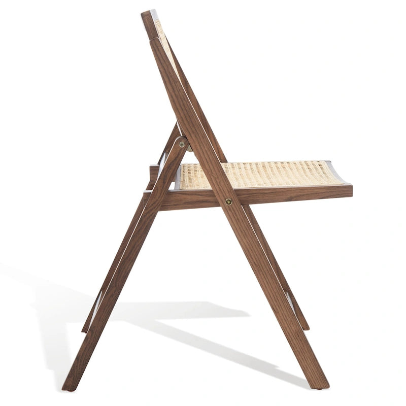 Chaise de salle à manger pliante en bois massif avec maille en rotin cannage Noyer Noir Blanc Naturel