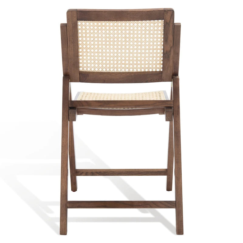 Chaise de salle à manger pliante en bois massif avec maille en rotin cannage Noyer Noir Blanc Naturel