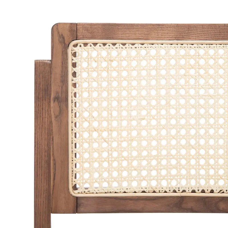 Chaise de salle à manger pliante en bois massif avec maille en rotin cannage Noyer Noir Blanc Naturel