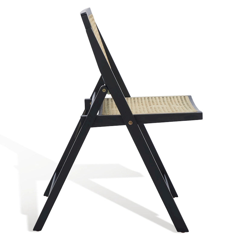 Chaise de salle à manger pliante en bois massif avec maille en rotin cannage Noyer Noir Blanc Naturel