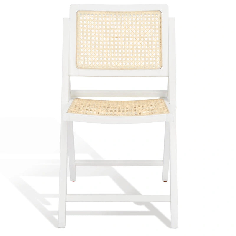 Chaise de salle à manger pliante en bois massif avec maille en rotin cannage Noyer Noir Blanc Naturel