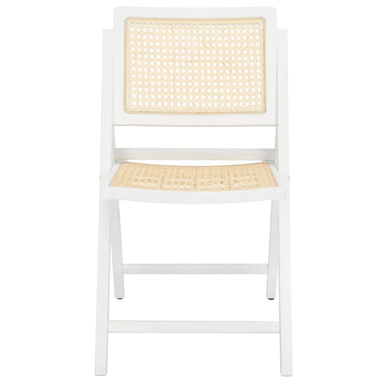 Chaise de salle à manger pliante en bois massif avec maille en rotin cannage Noyer Noir Blanc Naturel