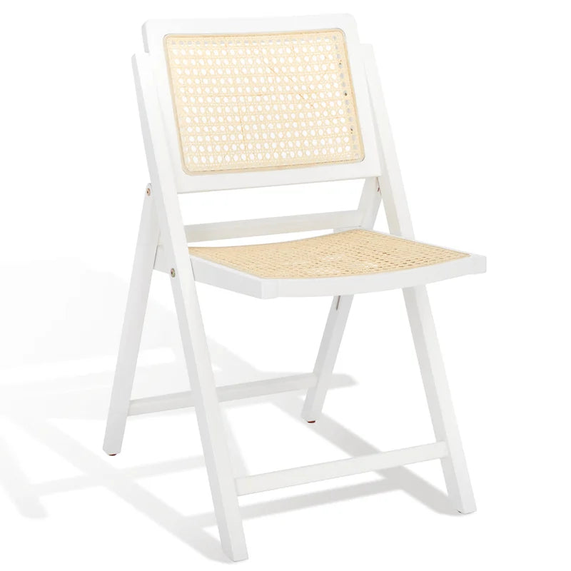 Chaise de salle à manger pliante en bois massif avec maille en rotin cannage Noyer Noir Blanc Naturel
