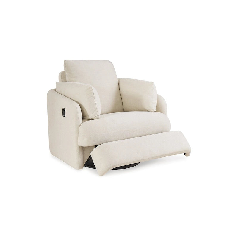 Fauteuil inclinable pivotant en polyester beige avec espace de rangement caché