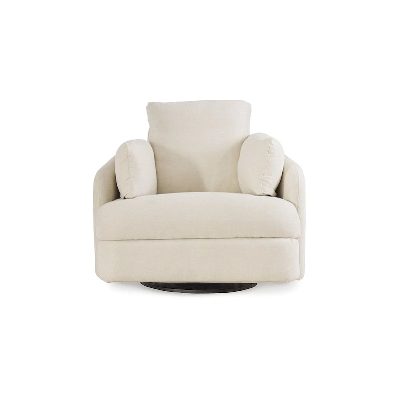 Fauteuil inclinable pivotant en polyester beige avec espace de rangement caché