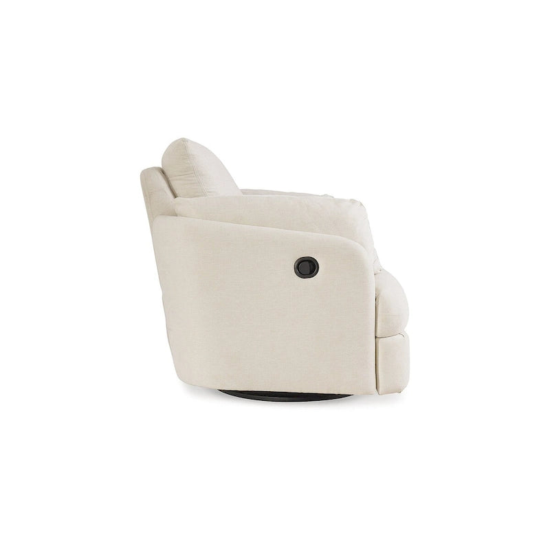 Fauteuil inclinable pivotant en polyester beige avec espace de rangement caché