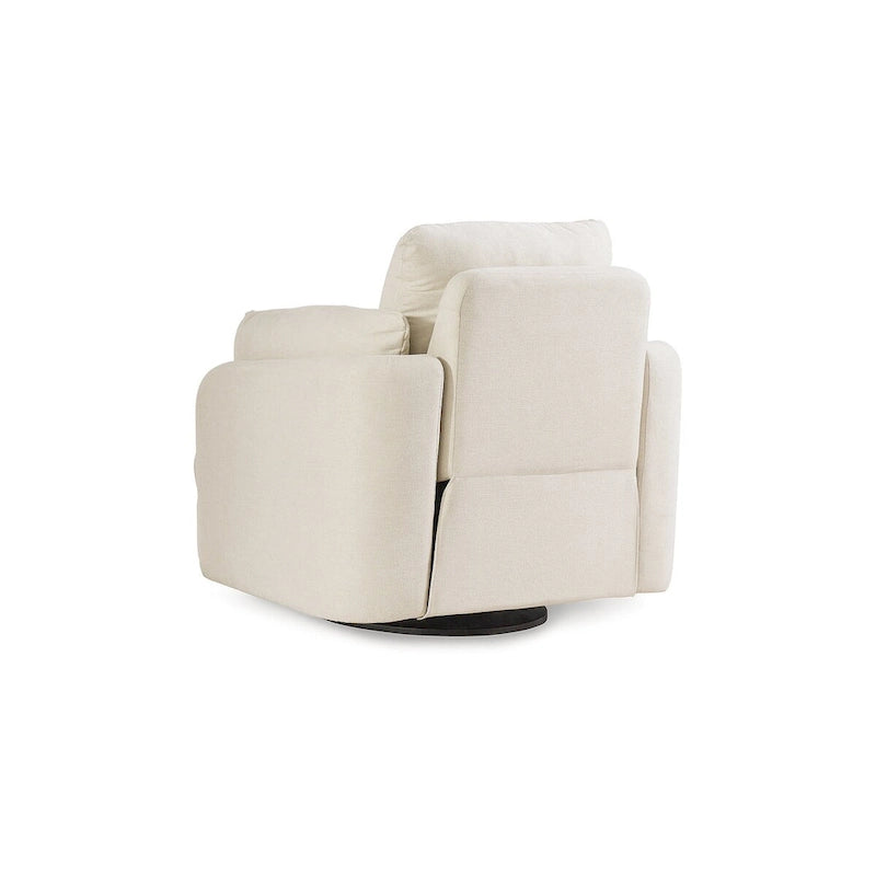Fauteuil inclinable pivotant en polyester beige avec espace de rangement caché