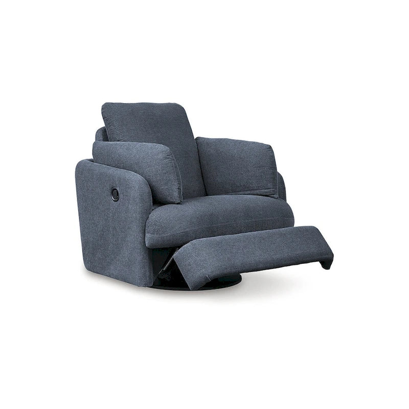 Fauteuil inclinable pivotant en polyester beige avec espace de rangement caché