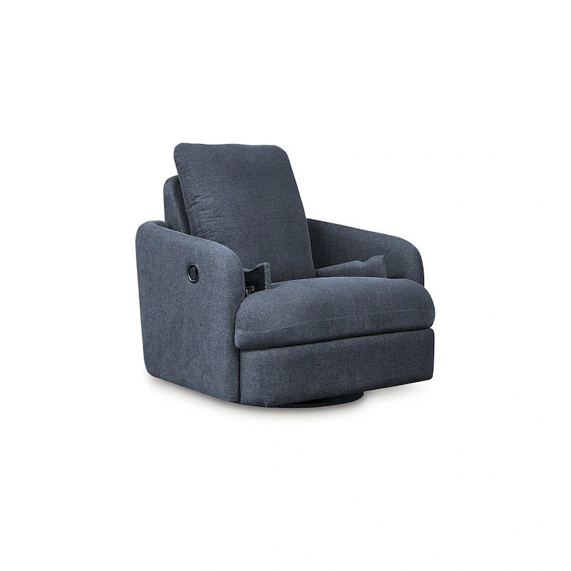 Fauteuil inclinable pivotant en polyester beige avec espace de rangement caché