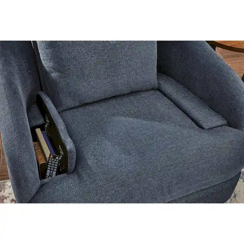 Fauteuil inclinable pivotant en polyester beige avec espace de rangement caché