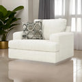 Fauteuil d'appoint surdimensionné avec coussin géométrique, assise lâche en polyester blanc