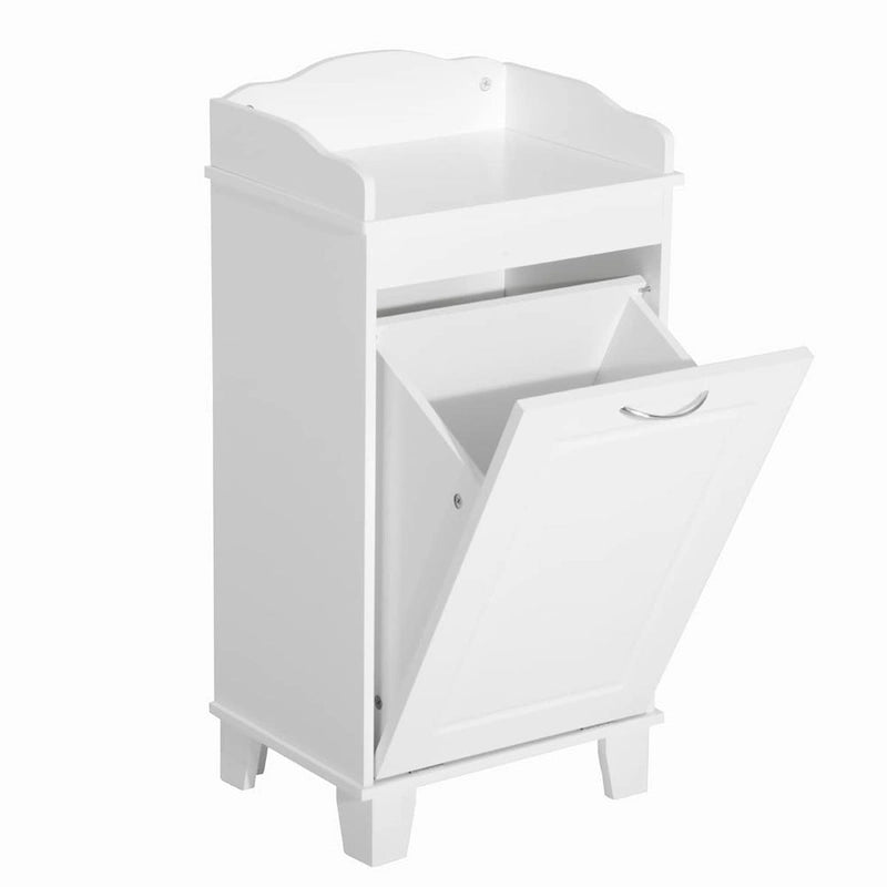 Meuble bas de salle de bain à linge sale basculant blanc