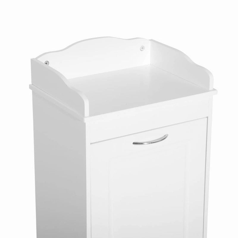 Meuble bas de salle de bain à linge sale basculant blanc