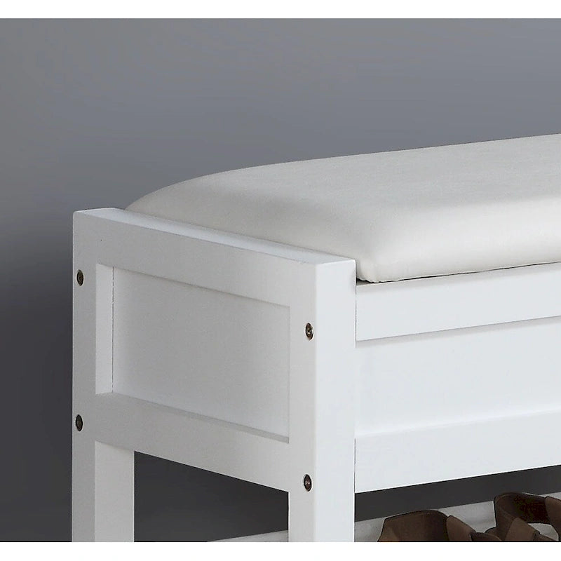 Banc de rangement en bois expresso avec assise rembourrée et étagère à chaussures