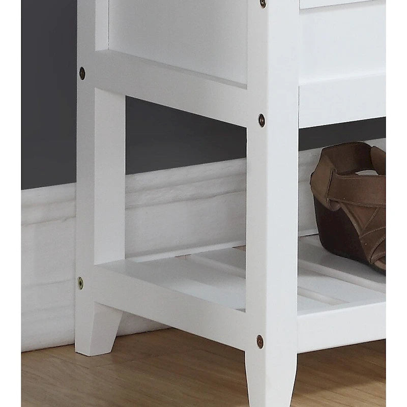Banc de rangement en bois expresso avec assise rembourrée et étagère à chaussures